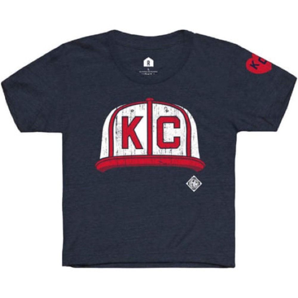 Rally House Kansas City Monarchs Youth Navy Cap Graphic Short Sleeve T-Shirt